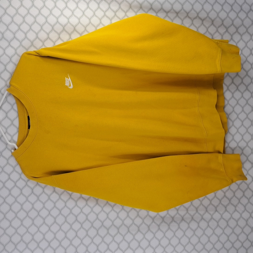 Nike embroidered mustard yellow & white men's XL pullover crew neck sweatshirt - Picture 1 of 6